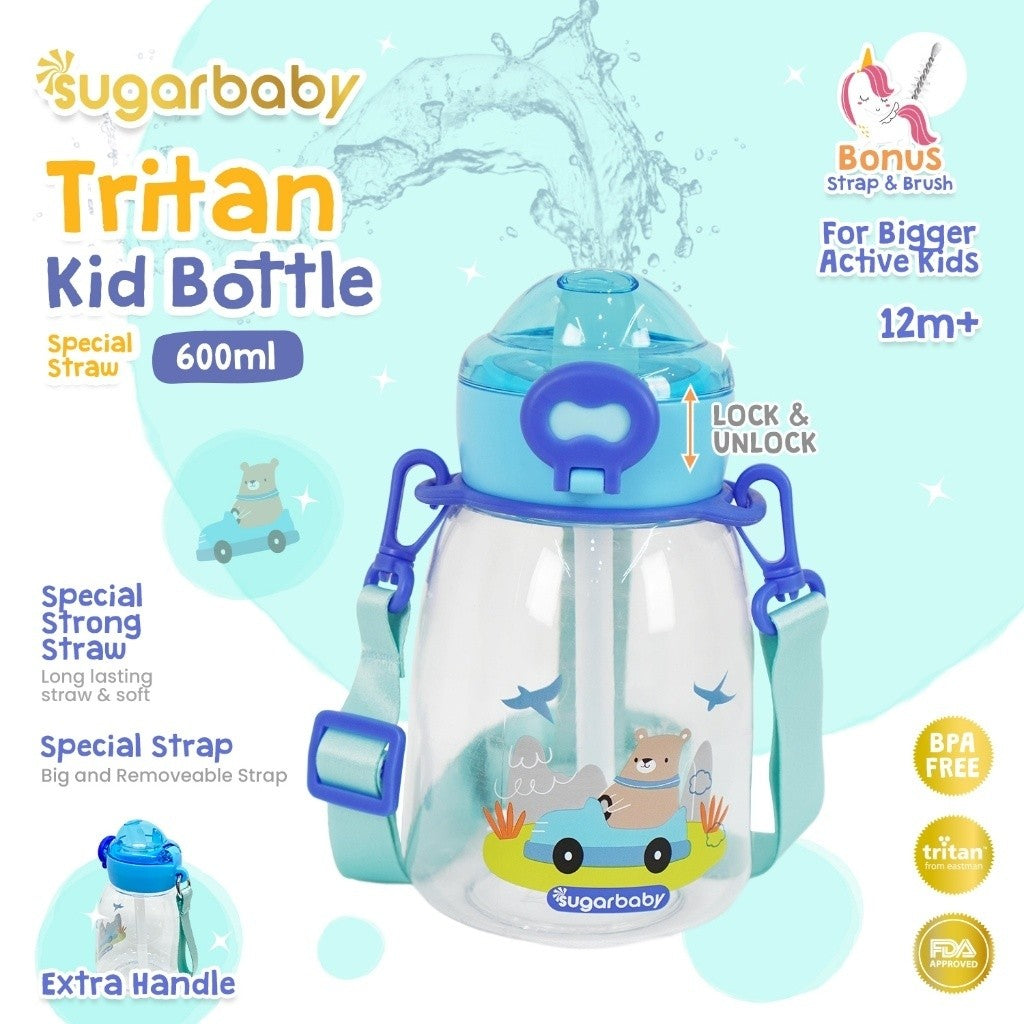 Sugarbaby Sugar Baby Tritan Kid Bottle Special Straw 600 ml Botol Minum Anak/Botol Minum Anaka BPA free Aman/Premium Tritan Eastman Bottle/Botol Anak Bonus Tali