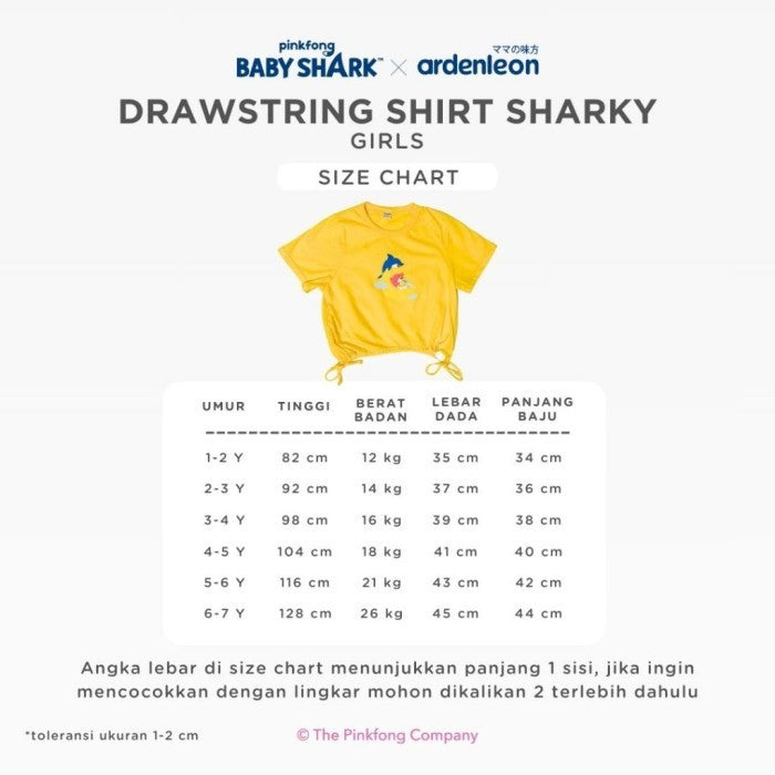 ARDENLEON Atasan Anak Perempuan Pinkfong Baby Shark Drawstring Shirt