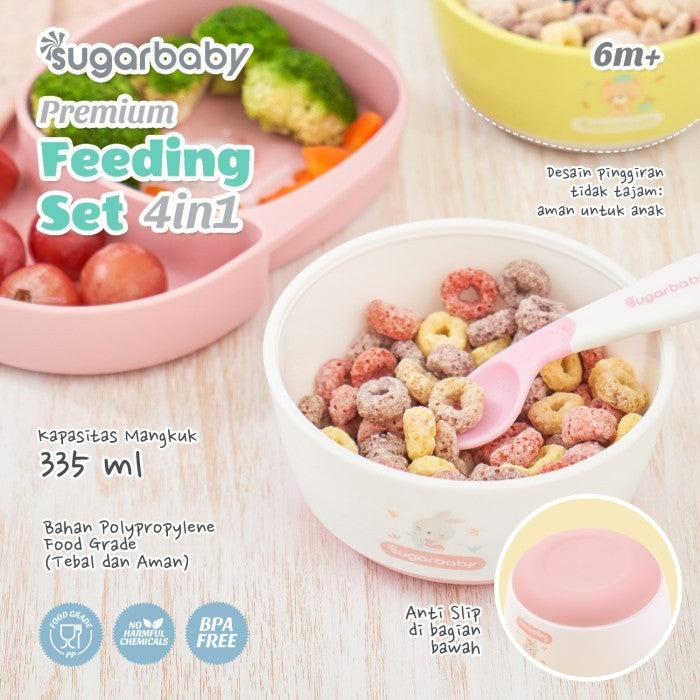 Sugar Baby Premium Feeding Set 4in1/Tempat Makan Bayi/Alat Makan Bayi