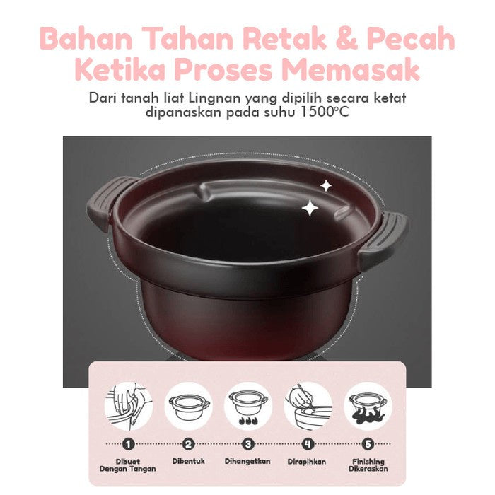 Emily Slow Cooker Clay Coated Pot 2.8L / Baby & Family Food Maker