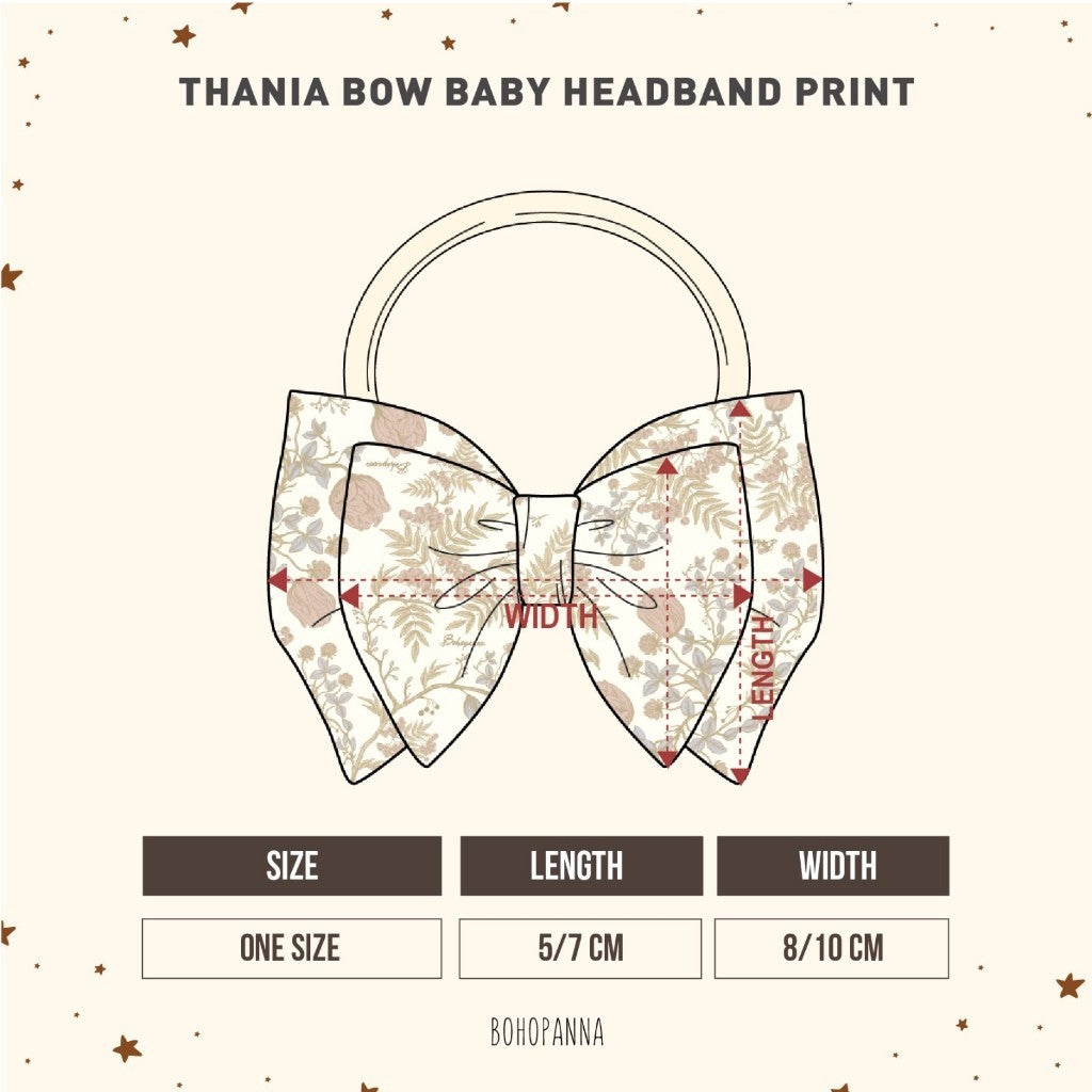 BOHOPANNA - RAYA COLLECTION 2025 - THANIA BOW BABY HEADBAND PRINT - Pita Bayi
