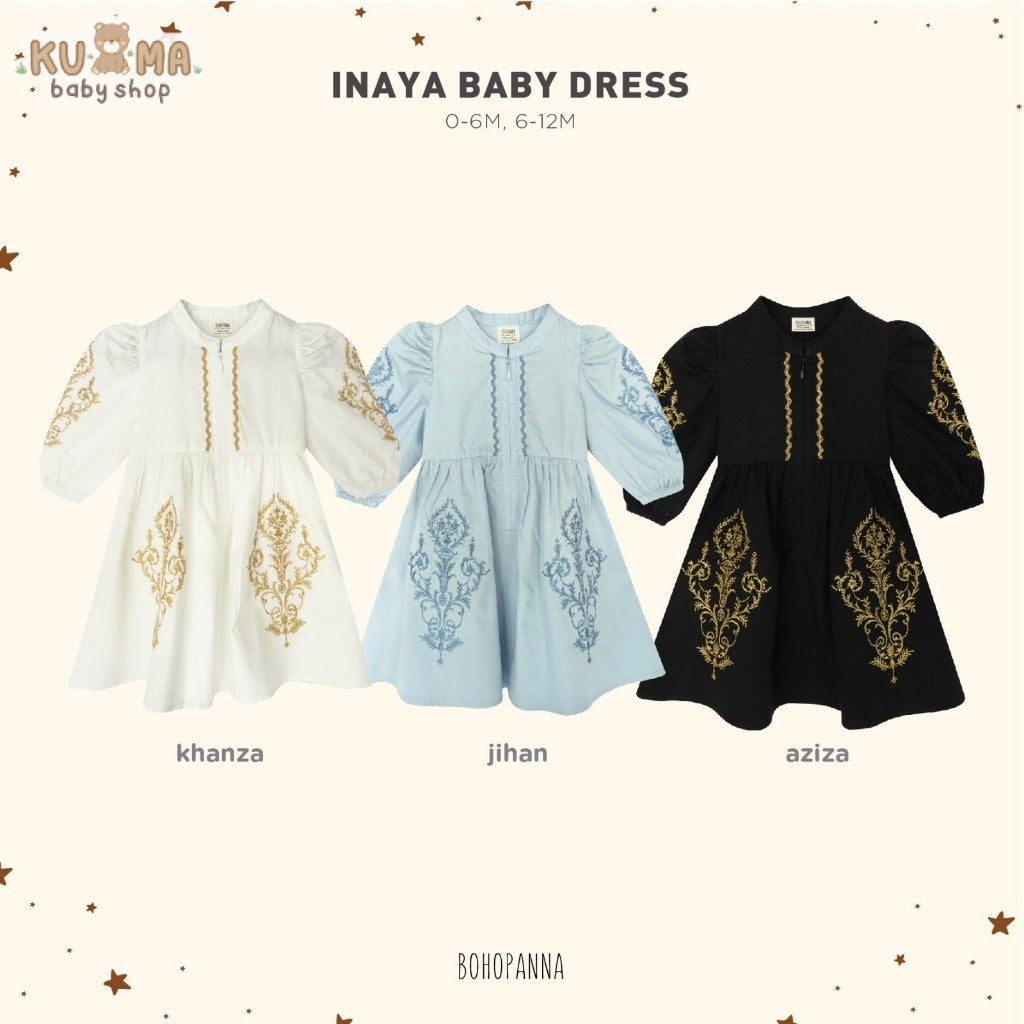 BOHOPANNA - RAYA COLLECTION 2025 - INAYA BABY DRESS - Dress Bayi Perempuan - Baju Muslim - Baju Raya - Gamis