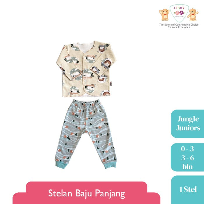 LIBBY Setelan Baju Panjang Newborn Motif Jungle Juniors (1 stel)