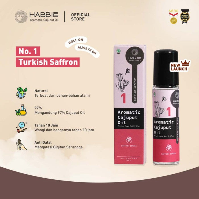 Habbie Aromatic Roll On Minyak Kayu Putih 10ml Saffron Vanilla