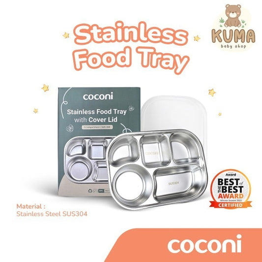 COCONI Premium Stainless Food Tray with Lid | Piring Makan Stainless