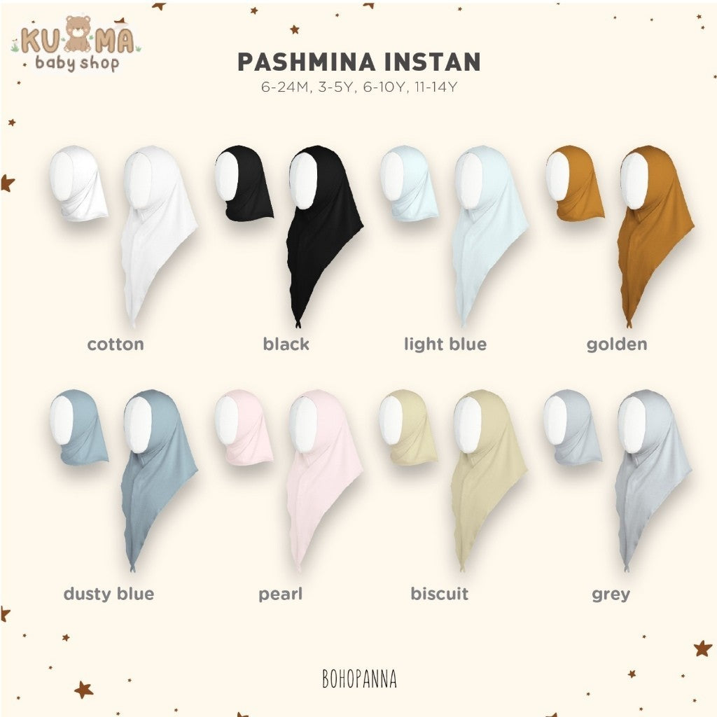 BOHOPANNA 2535 Raya 2025 - PASHMINA - Pashmina Instan - Hijab Anak Perempuan