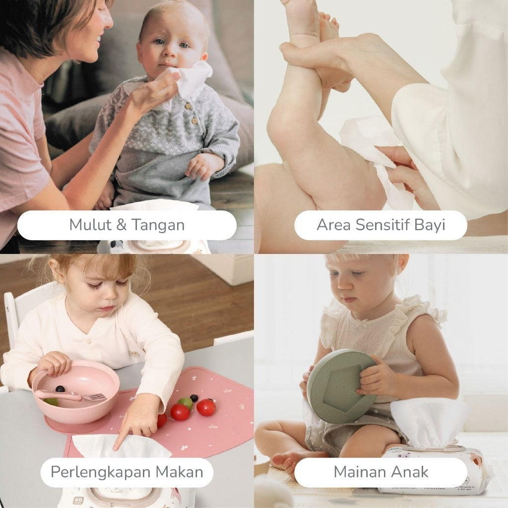 MOOIMOM X Mugu Baby Wet Wipes EDI Water 80 Sheets I Tisu Basah Travel Friendly I Non Alcohol Tanpa Parfume