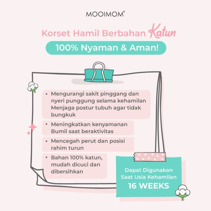 Penyangga Perut Ibu Hamil - MOOIMOM Cotton White Maternity Belt