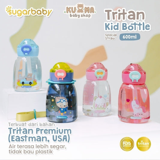 Sugarbaby Sugar Baby Tritan Kid Bottle Special Straw 600 ml Botol Minum Anak/Botol Minum Anaka BPA free Aman/Premium Tritan Eastman Bottle/Botol Anak Bonus Tali