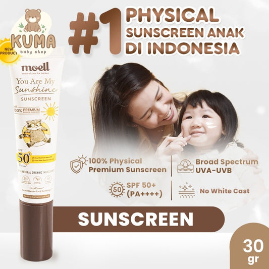 Moell Physical Sunscreen Anak & Bayi SPF 50+ (PA++++) 30 gr