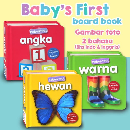 Bilingual Baby's First HEWAN / WARNA / ANGKA Board Book Buku Anak