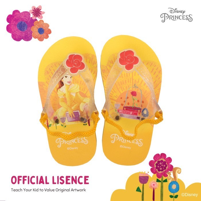 Zuma Baby x Disney Princess Belle Yellow, Sandal Jepit Bayi Karet