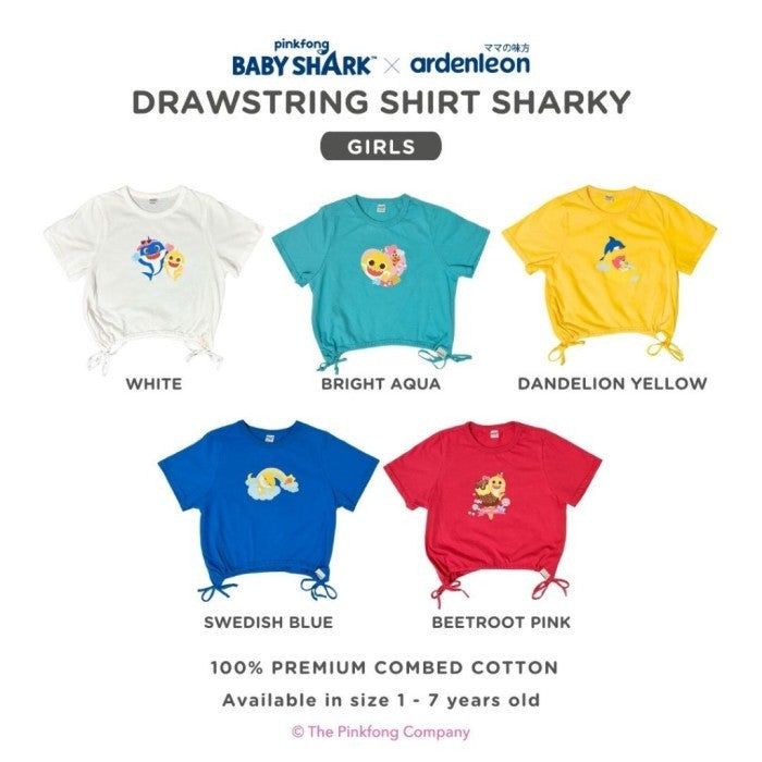 ARDENLEON Atasan Anak Perempuan Pinkfong Baby Shark Drawstring Shirt