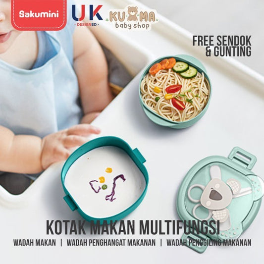 SAKUMINI PORTABLE FOOD GRINDER BOWL LUNCH BOX SET KOTAK MAKAN ANAK