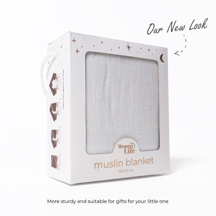 MemoryLife - Premium Plain Muslin Baby Blanket Swaddle | Kain Bedong