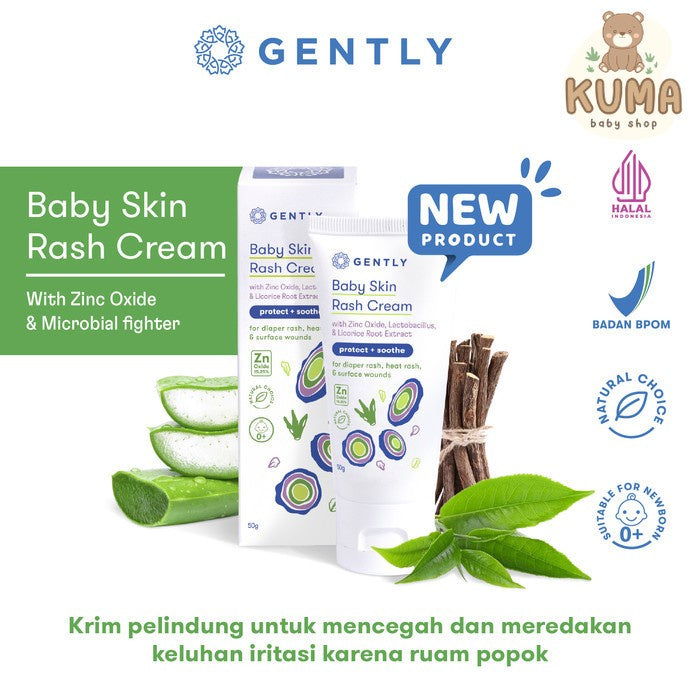 Gently Baby Rash Cream 50 gr | Krim Pereda Ruam Popok pada Bayi