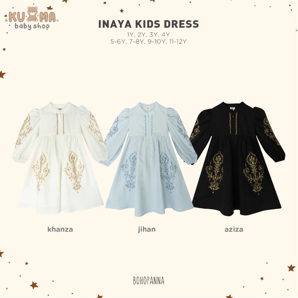 BOHOPANNA - RAYA COLLECTION 2025 - INAYA KIDS DRESS - Dress Anak Perempuan - Baju Muslim - Baju Raya - Gamis