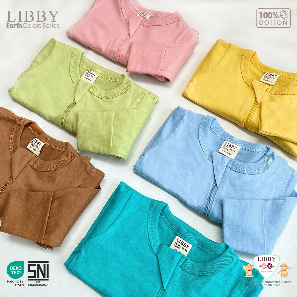LIBBY Zippy Suit Lengan Pendek Bayi Laki-laki & Perempuan 0-12bln (1 Pcs / Pack) - Sleep Suit Playsuit Jump Suit Romper Bayi
