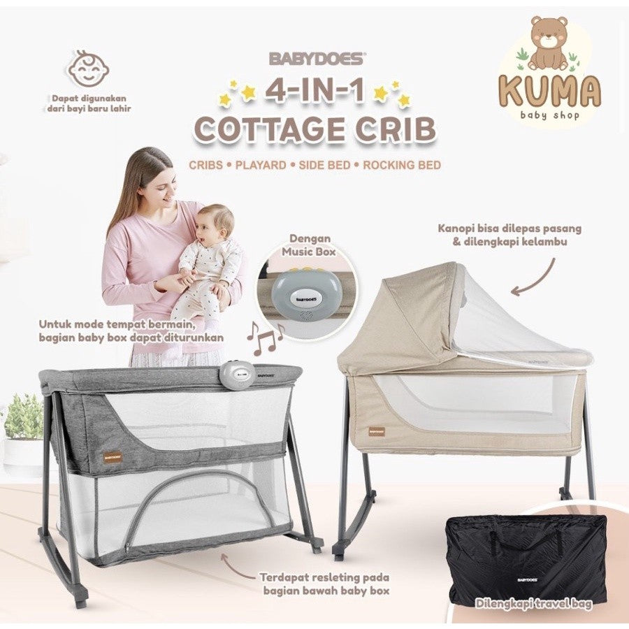 BABYDOES SIDE BED CH ZK 1692 SN GREY / BABY BOX / TEMPAT TIDUR BAYI