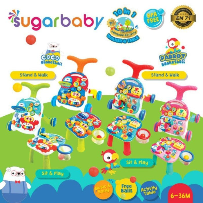 Sugar Baby 10IN1 Premium Activity Walker & Table - Push Walker