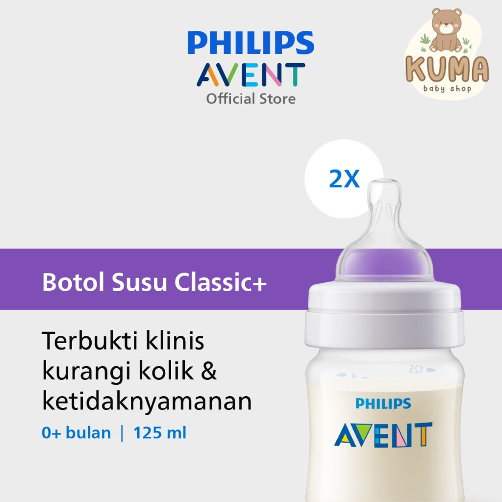 Philips Avent Classic Plus Bottle 125ml Twin 2Pcs 0M+ SCF560/27 Botol Susu