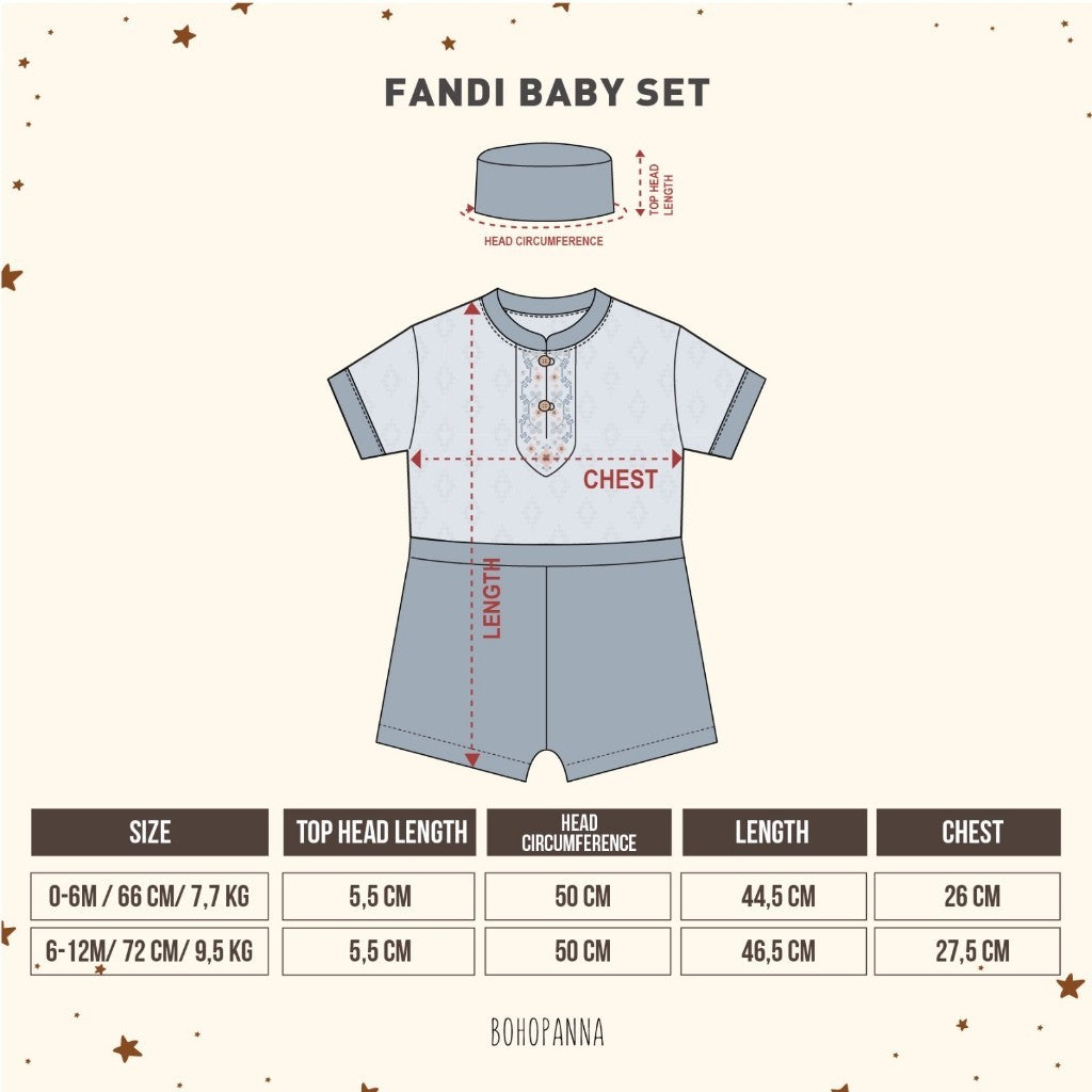 BOHOPANNA - RAYA COLLECTION 2025 - FANDI BABY SET - Setelan Baju Bayi - Baju Muslim - Baju Raya