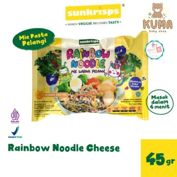 Sunkrisps Rainbow Noodle | Mie Pasta Keju Pelangi Sehat Anak