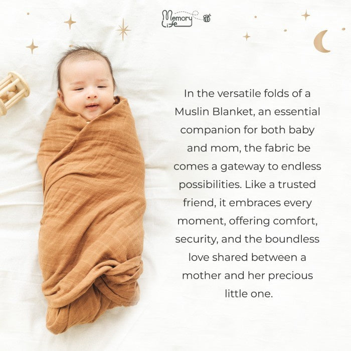 MemoryLife - Premium Plain Muslin Baby Blanket Swaddle | Kain Bedong