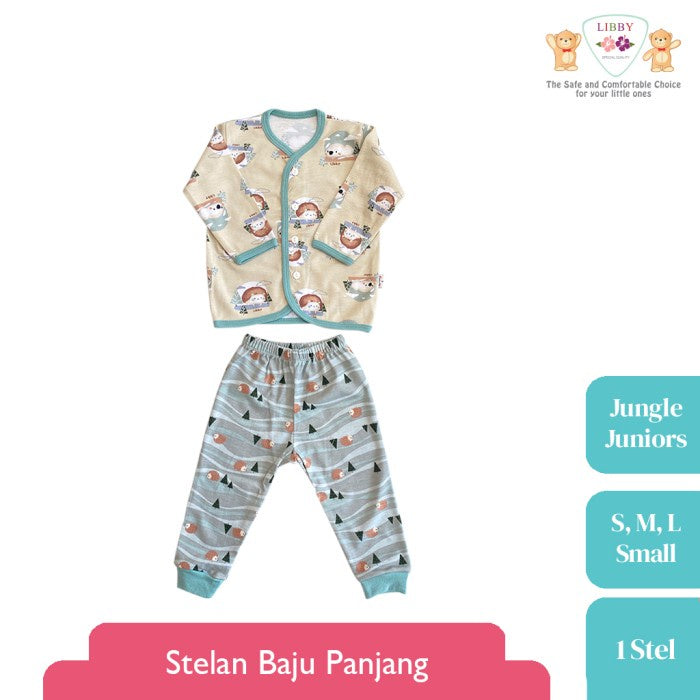 LIBBY Setelan Baju Panjang Anak Kecil Motif Jungle Juniors  (1 stel)