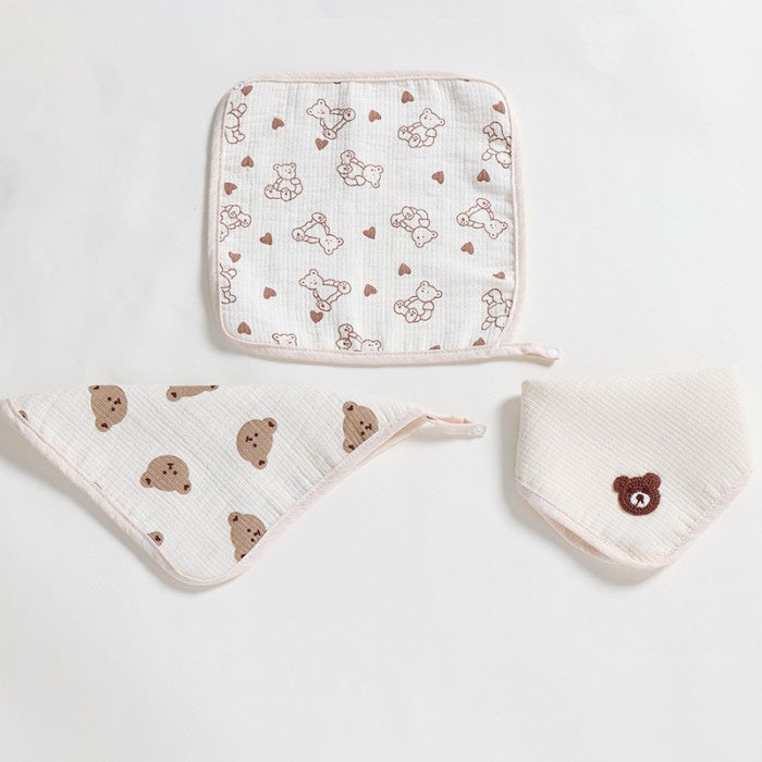Kuma Bear Waslap dan Bib Lipat 2 in 1 Celemek Slaber 4027
