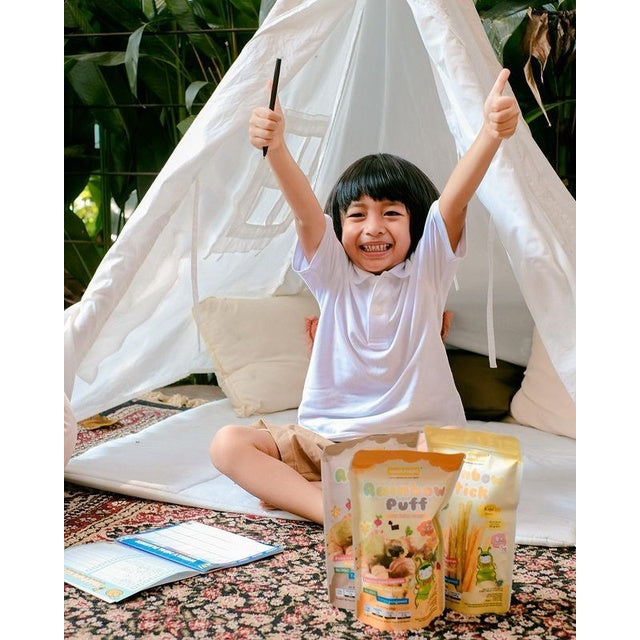 SUNKRISPS RAINBOW PUFF SNACK BAYI | CEMILAN KUE SUS KERING COKLAT KEJU