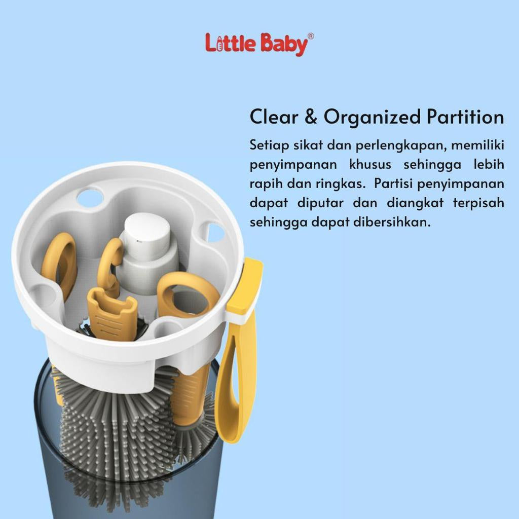 Little Baby Travel Baby Bottol  6 in 1 Set | Sikat Botol Silikon Travel | Rak Pengering  Portabel Multifungsi | Pembersih Susu Portabel | Pembersih Dot/ Sedotan Portabel | Tempat Sabun Botol Portabel