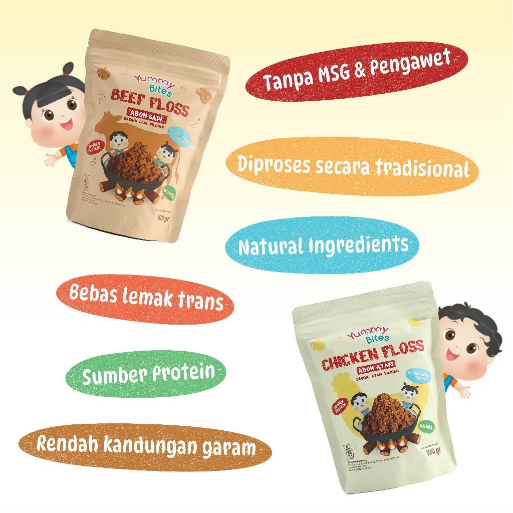 [NIKITA WILLY EXCLUSIVE] Yummy Bites Abon Mpasi & Anak 100 GR [Abon Ayam, Abon Sapi] - BB Booster - NO MSG