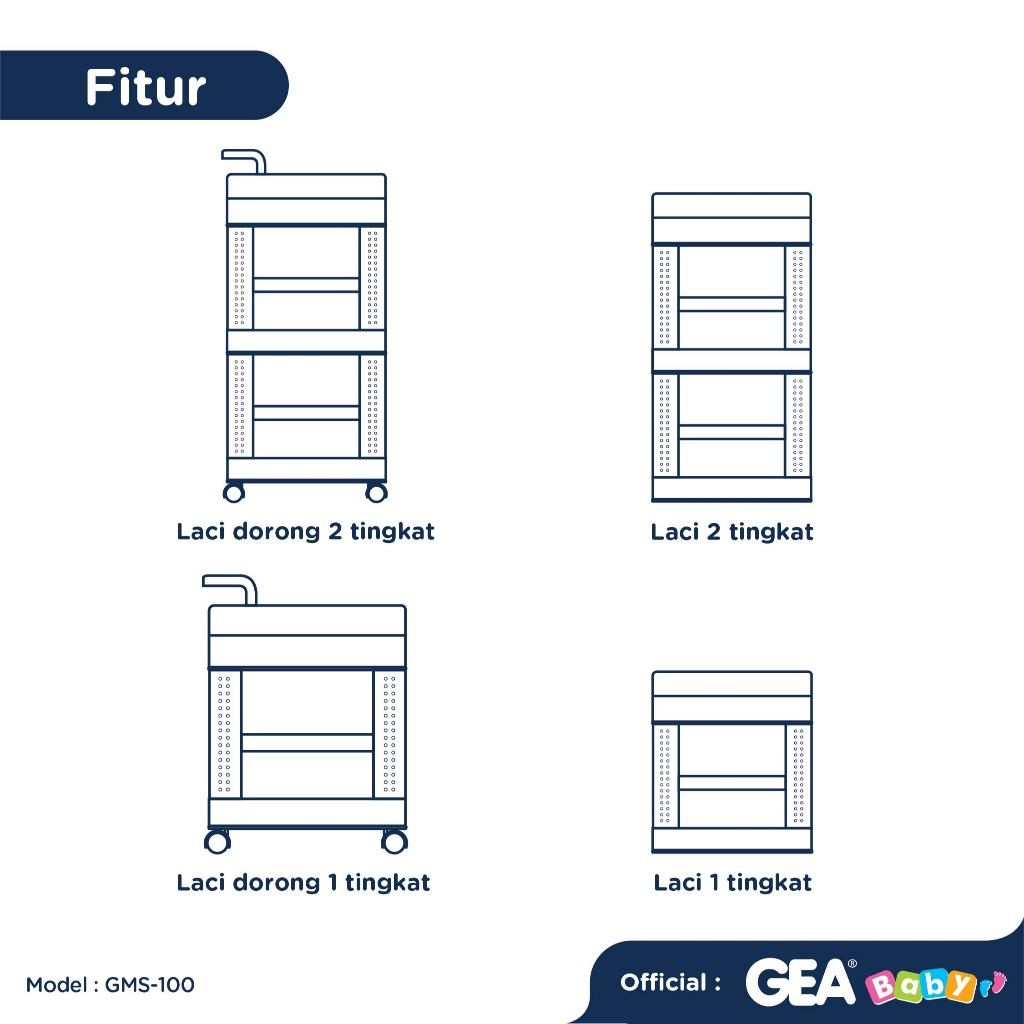 GEA Baby Multifunctional Baby Storage (GMS100) Baby Storage Organizer Trolly Organizer Bayi Keranjang Rak Serbaguna Troli Multifungsi