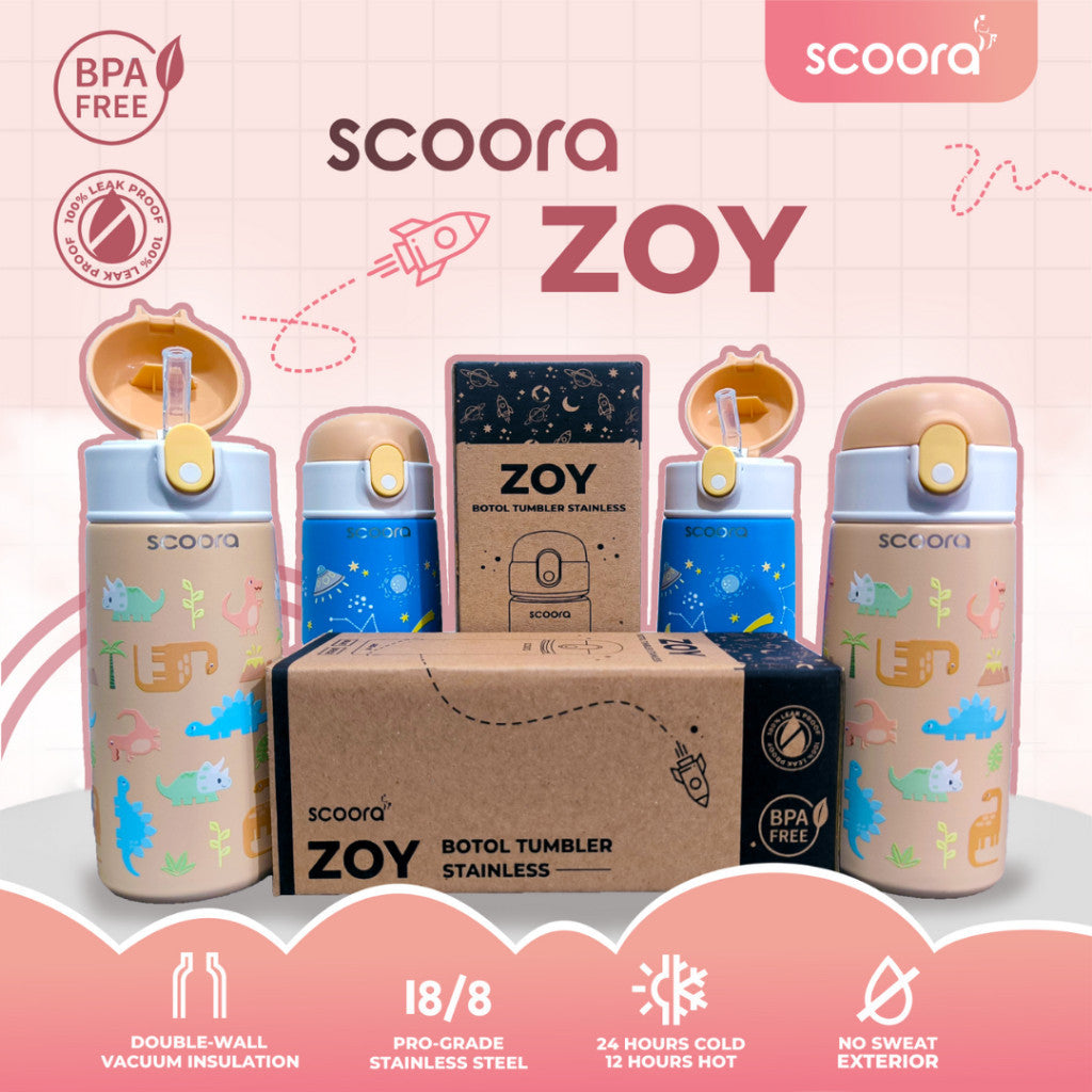 SCOORA Zoy Botol Minum Stainless Anak Dengan Sedotan Tumbler 480ml