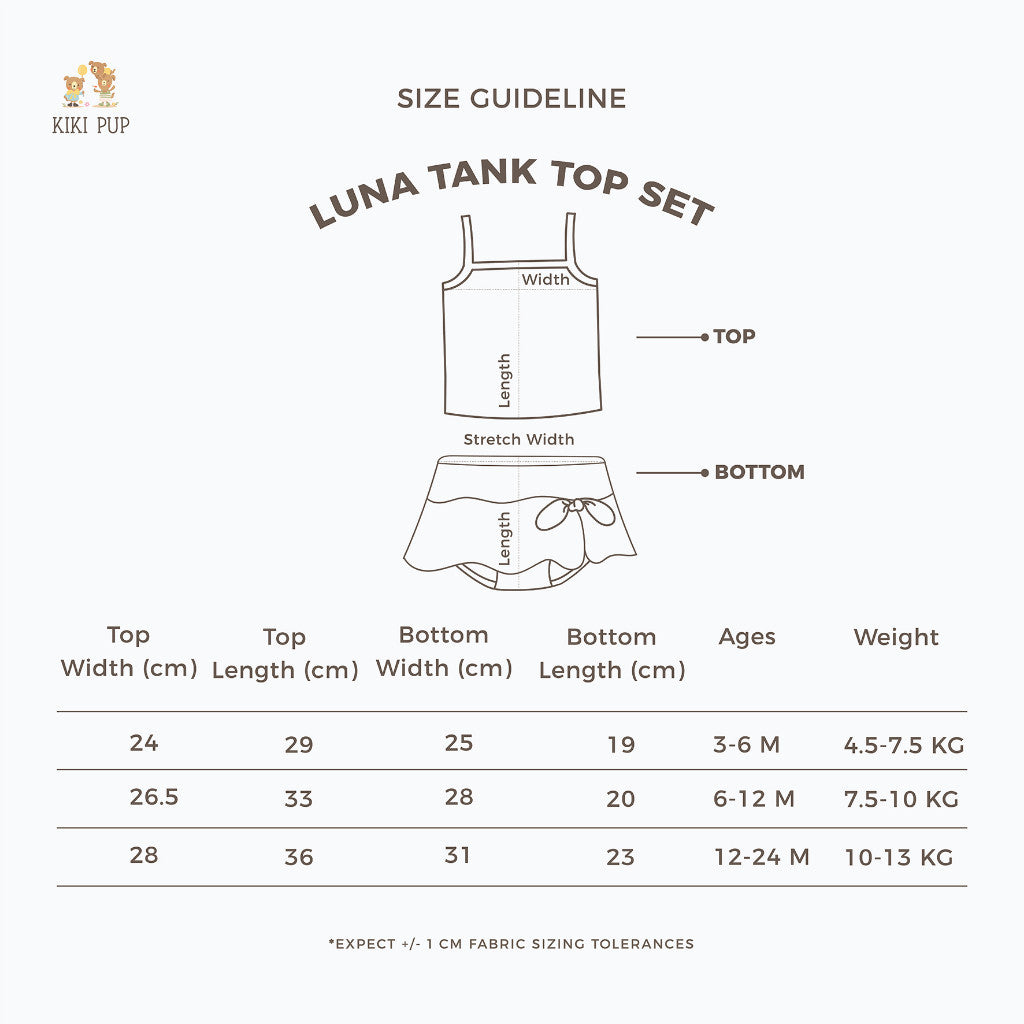 KIKI PUP - LUNA Tanktop Set - Setelan bayi polos/celana rumbai/singlet