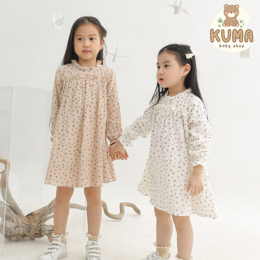 Harlow Kids - Layla Dress/ Dress Anak Perempuan/ Dress Lengan panjang/ Dress Anak Korea