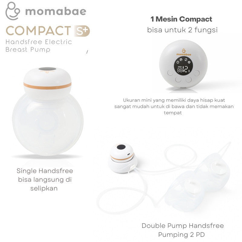 MOMABAE – COMPACT S+ – 2 IN 1 Handsfree Breast Pump / Pompa ASI Elektrik / Breast Pump Electric / Pumping ASI Elektrik Portable