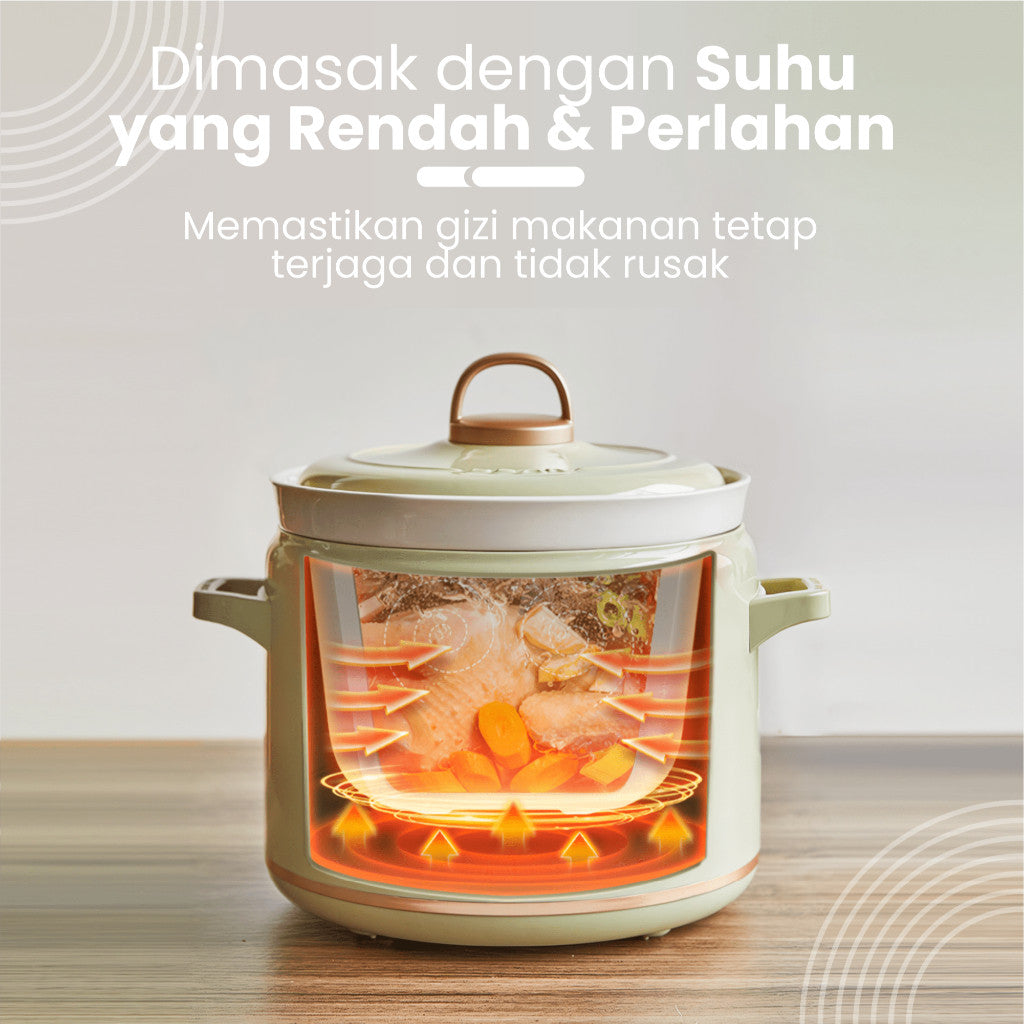 Bear Slow Cooker 2L Ceramic | Panci Keramik | Baby & Family Food Maker | MPASI Cooker