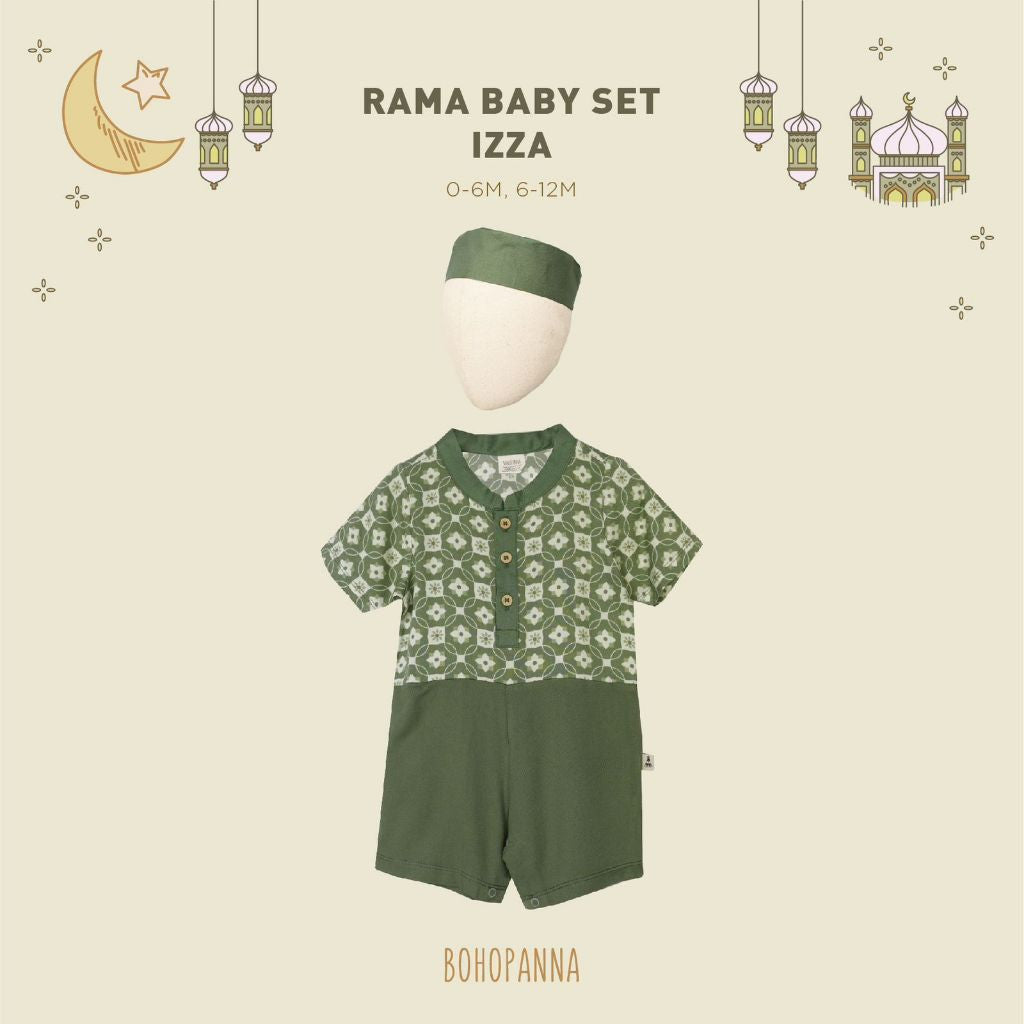 BOHOPANNA - RAYA COLLECTION - RAMA BABY SET - Baju Muslim Anak - Baju Muslim Anak Laki-Laki - Setelan Bayi