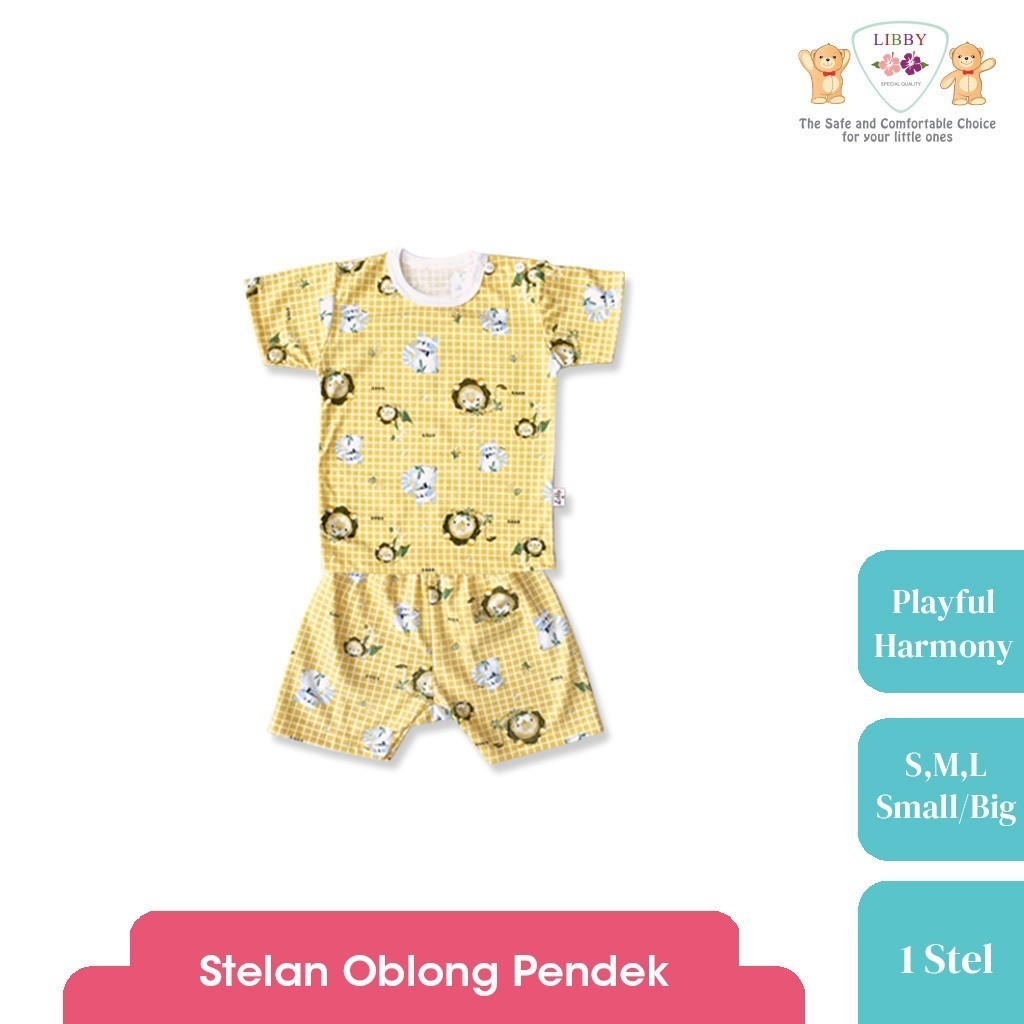 LIBBY  Setelan Piyama Oblong Pendek Anak Laki Laki Perempuan Motif Playful Harmony (1 stel)