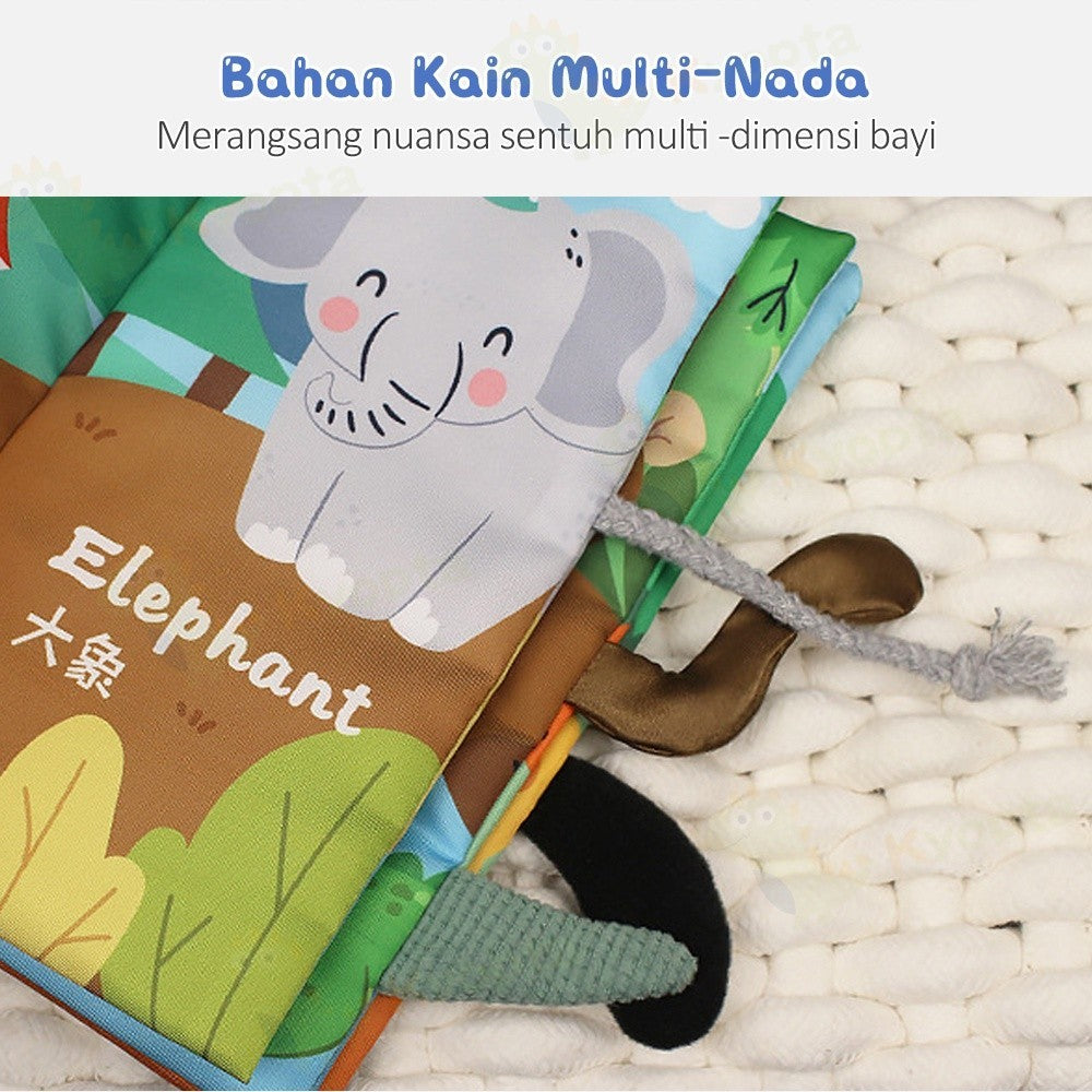 Kyopta Buku bantal bayi 3d Mainan bayi softbook Buku kain bayi Cloth book
