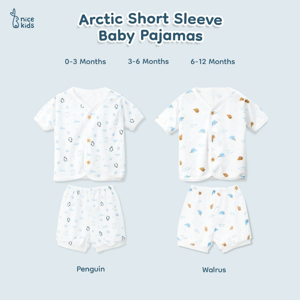 Nice Kids - ARCTIC COLLECTION Short Baby Pajamas (Motif Piyama 0-12 Bulan) Piyama Baju Tidur Anak Bayi Newborn Pattern Motif