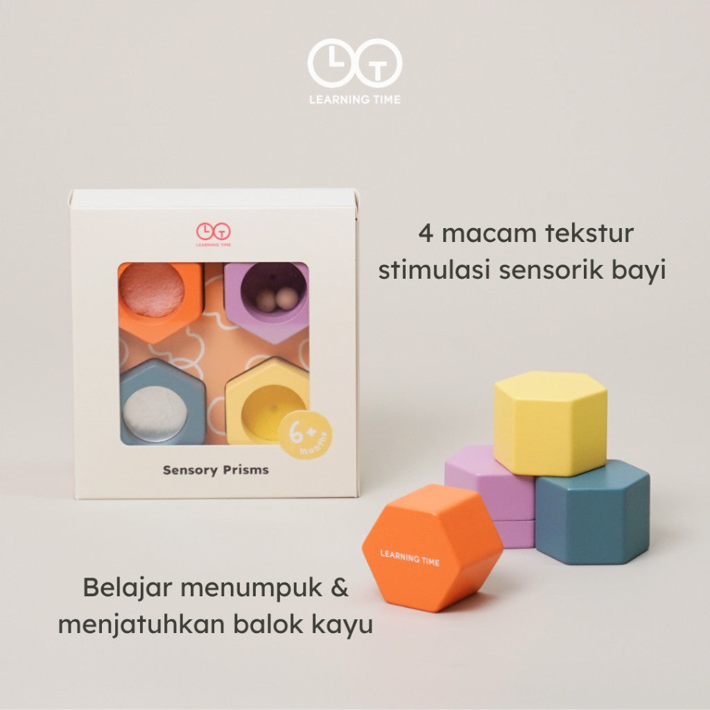Learning Time Sensory Prisms Movement Series - Mainan Bayi 4 buah Kayu Sensorik Usia 6-18 Bulan