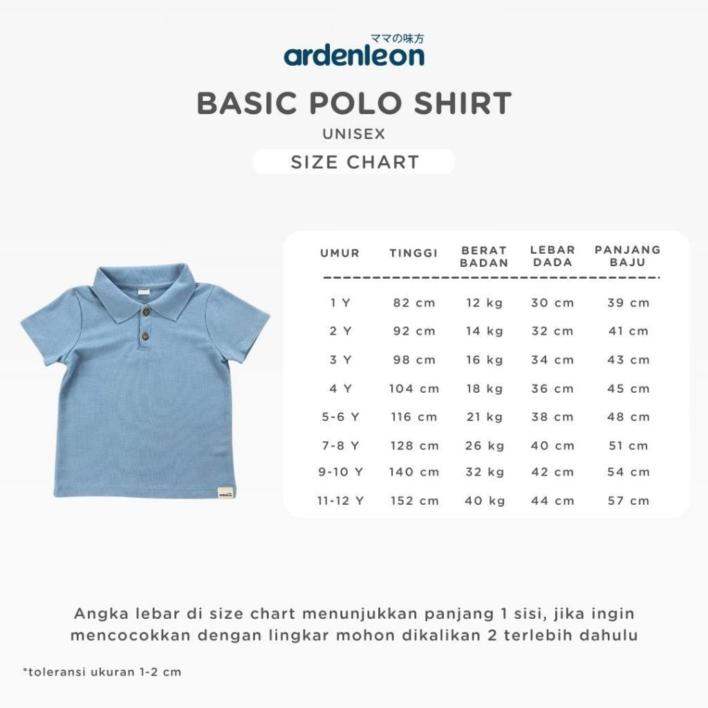 ARDENLEON Kaos Kemeja Polo Anak Basic Polo Shirt 1 - 5 Tahun