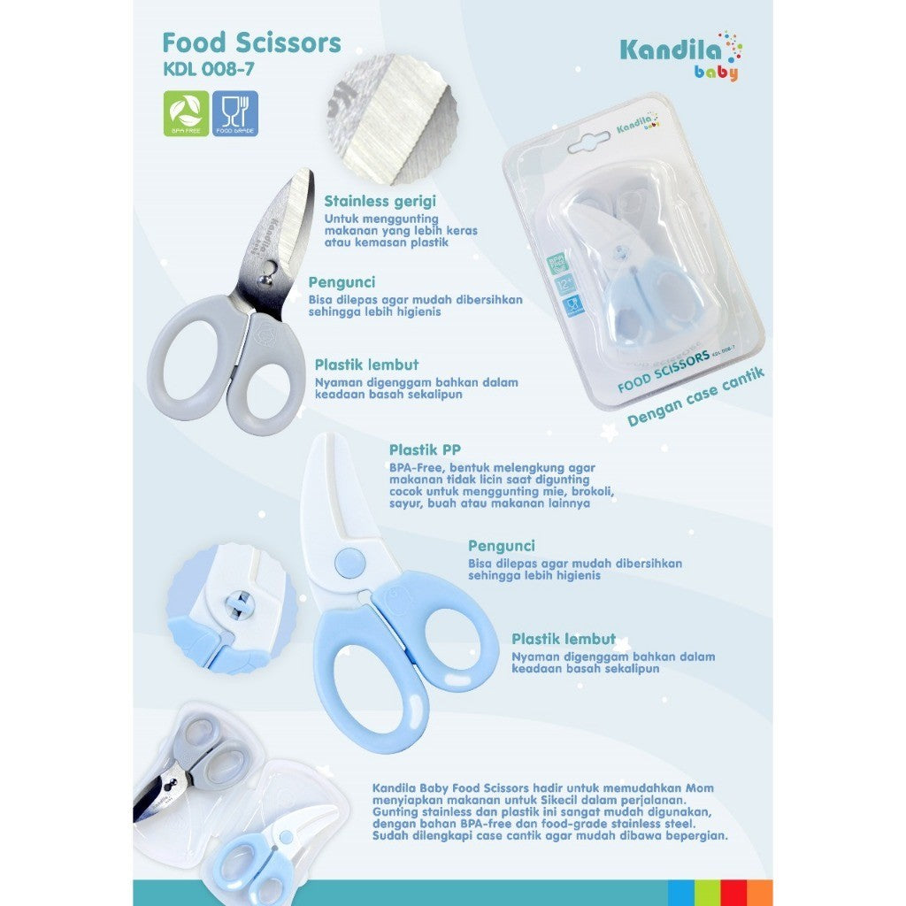 KANDILA BABY FOOD SCISSORS KDL 008-7 / GUNTING MAKANAN / ALAT BANTU MEMBUAT MPASI / GUNTING MAKANAN ANAK ANAK