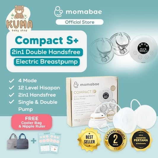 MOMABAE – COMPACT S+ – 2 IN 1 Handsfree Breast Pump / Pompa ASI Elektrik / Breast Pump Electric / Pumping ASI Elektrik Portable