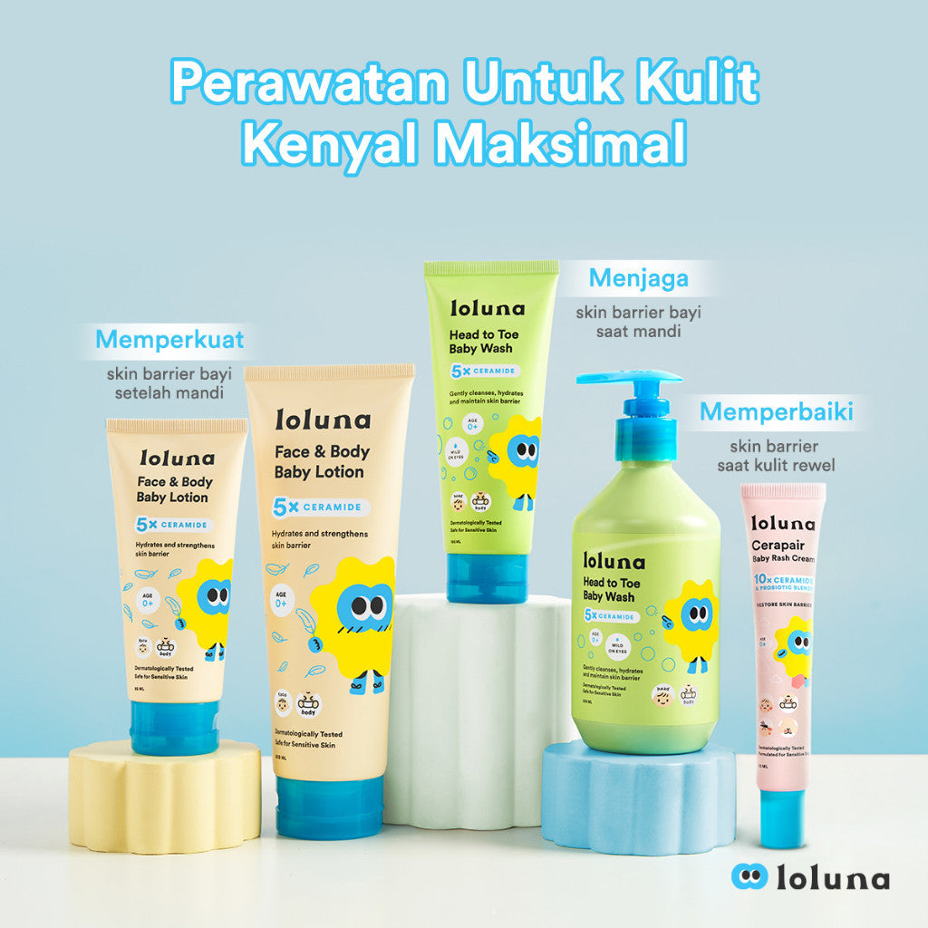 Loluna Cerapair Baby Rash Cream 30ml - Krim anti ruam, iritasi dan gatal gigitan serangga untuk bayi dan anak