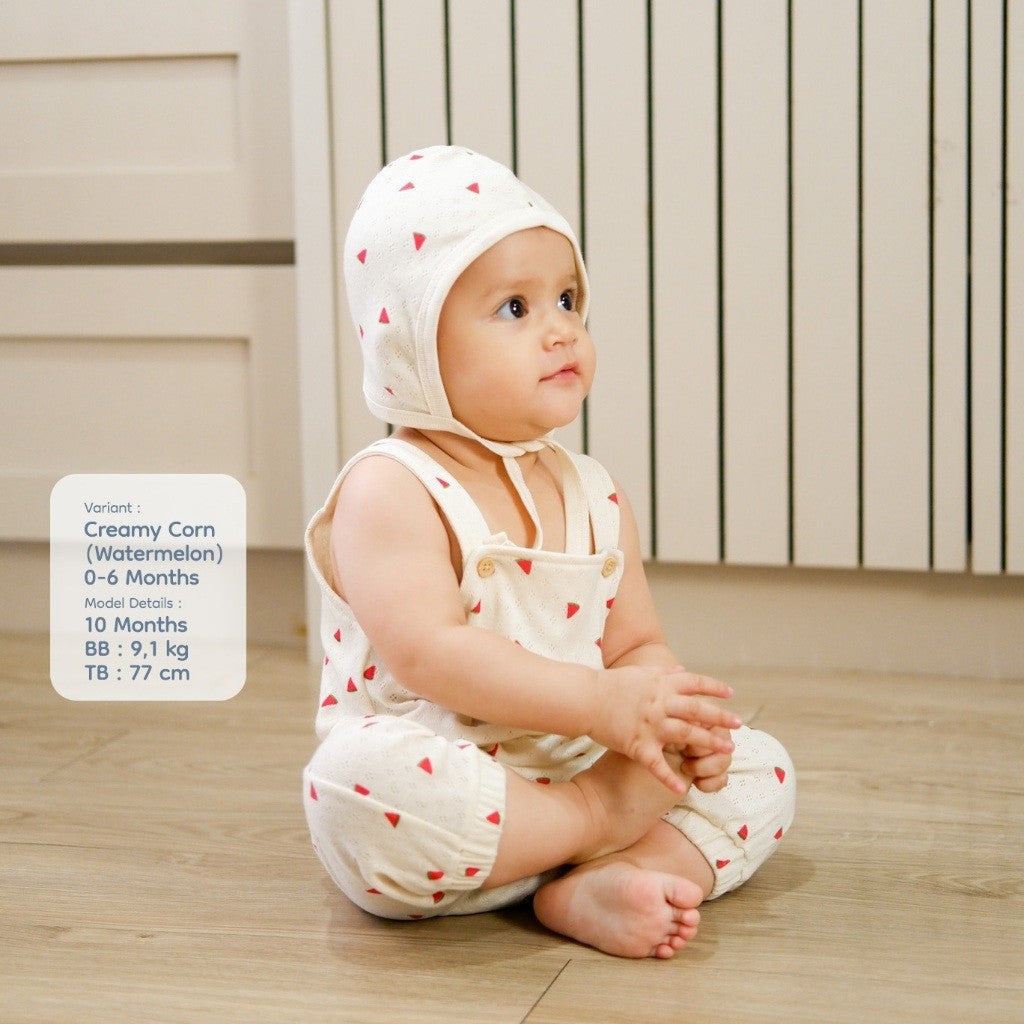 Nice Kids - Pointelle Baby Bonnet Hat (Topi Bonnet Bayi New Born Unisex All Size)