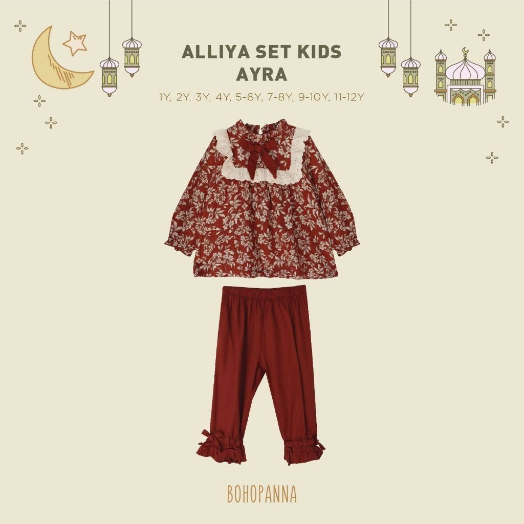 BOHOPANNA - RAYA COLLECTION - ALLIYA SET - Dress Muslim Anak - Baju Muslim Anak Perempuan - Dress Anak Permpuan